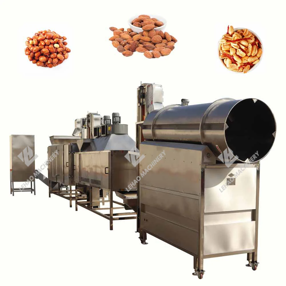 Roller seasoning machine nut roasting and drum seasoning production line cashew roasting and seasoning line
