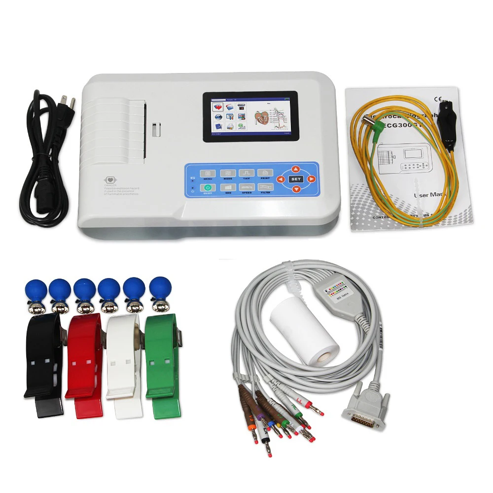 ECG300G Portable holter 12 lead ecg device professional medical product digital 3 channel electrocardiograph