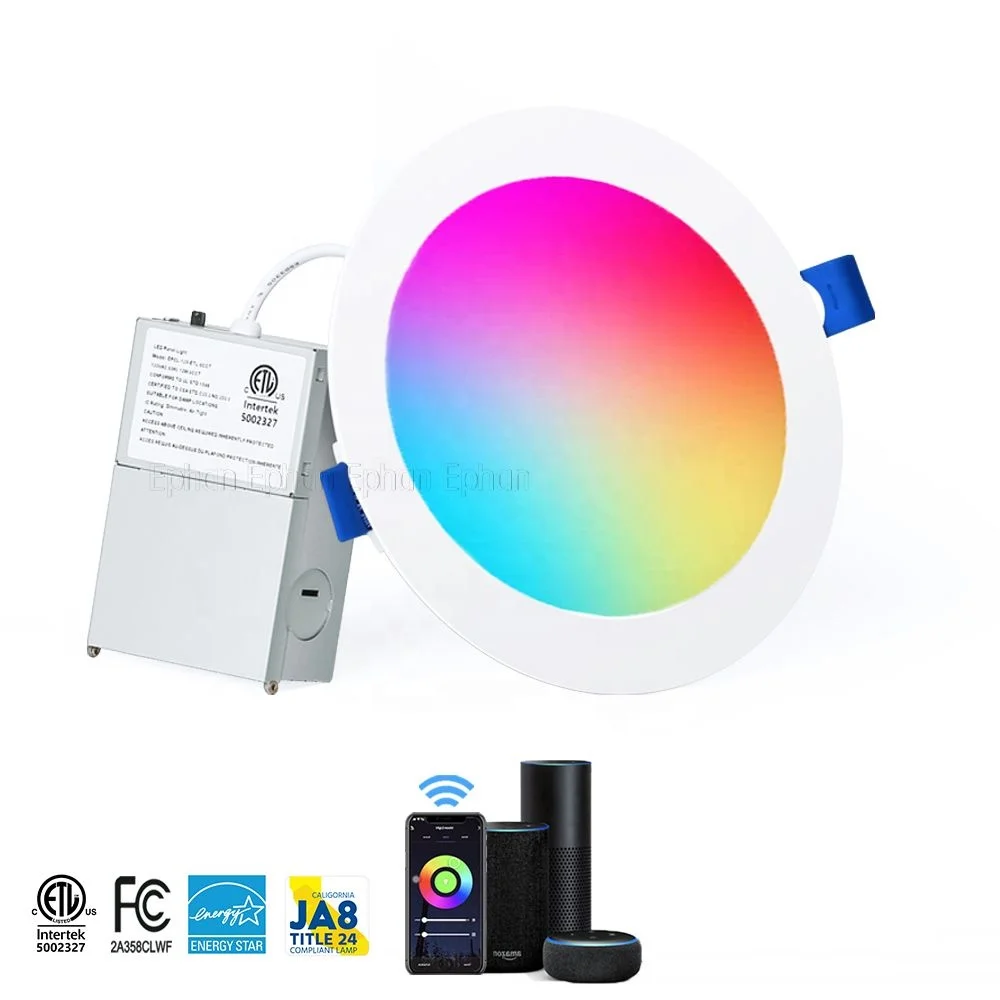 Ефан WIFI Tuya Dimmable RGBCW круглый светодиодный умный встраиваемый потолочный светильник 4 6 дюймов