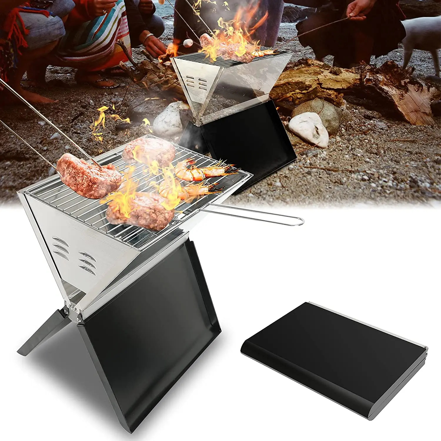 Easy to clean Outdoor Party stainless steel foldable japanese bbq grill charcoal