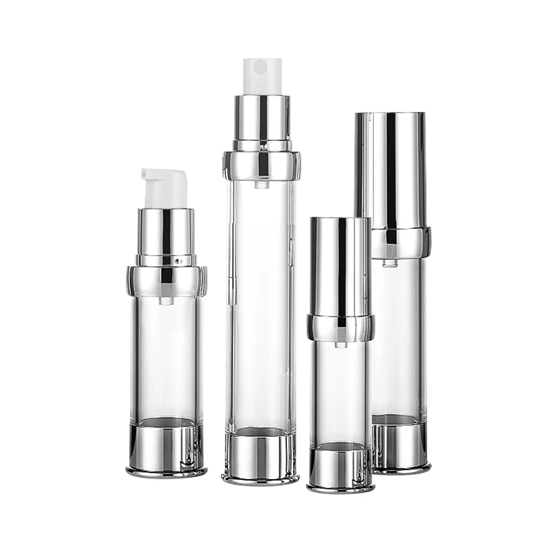 2024 silver  hot sale  5ml 10ml 15ml 20ml 30ml 50ml Luxury  travel Cosmetic Vacuum Eye Cream Airless Bottle