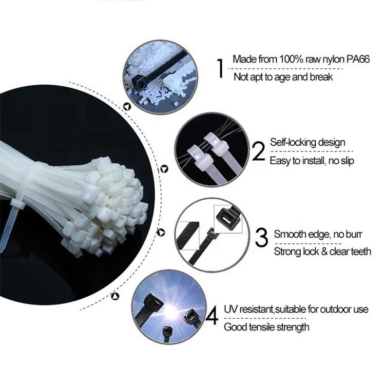 Factory direct selling cheap self-locking nylon 66 cable zip ties with self-locking cable ties plastic cable ties