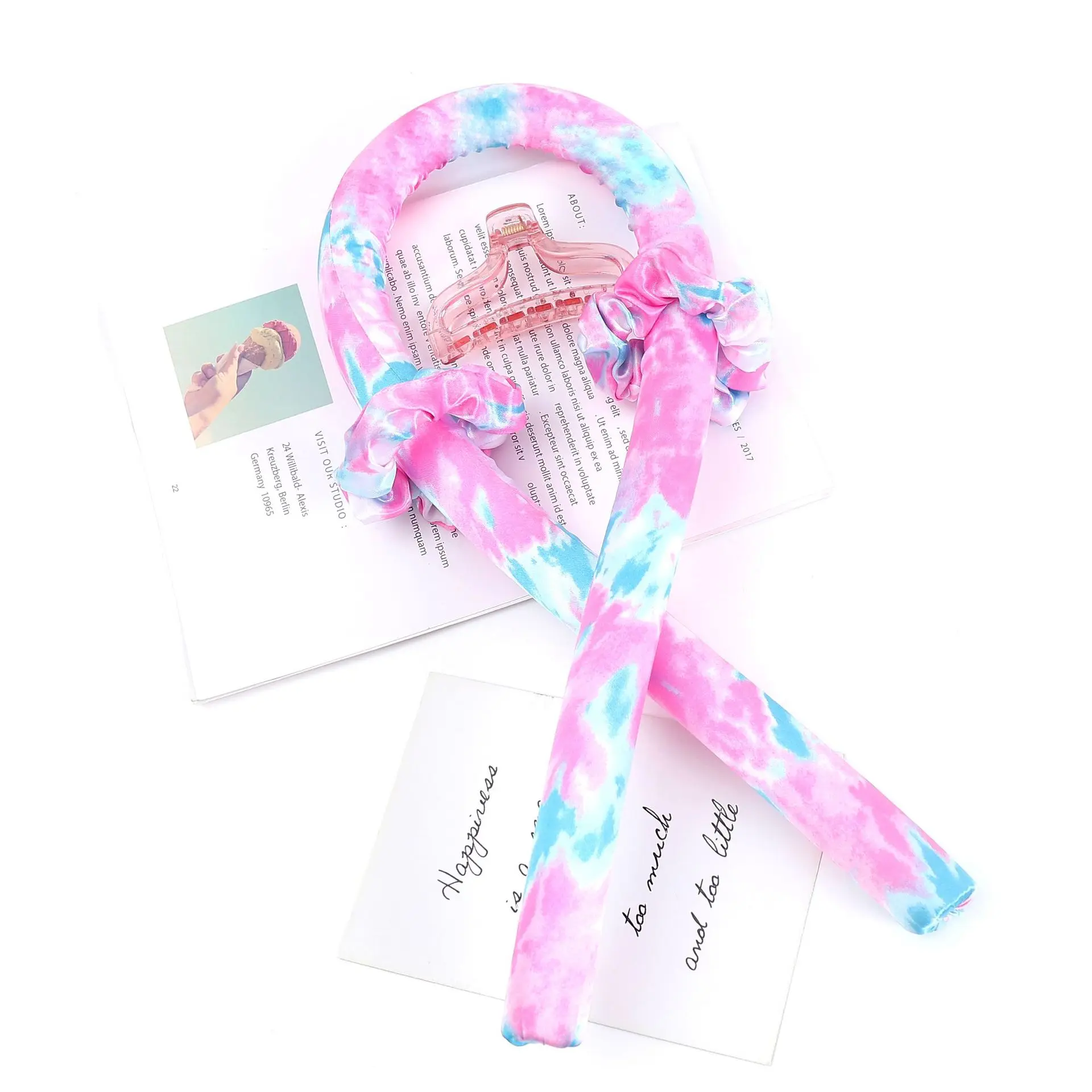 RTS No Heat Silk Ribbon Curling Rod Hair Roller Curls with Hair Claw Clip Lazy Natural Soft Wave DIY Hair Rollers Styling Tool