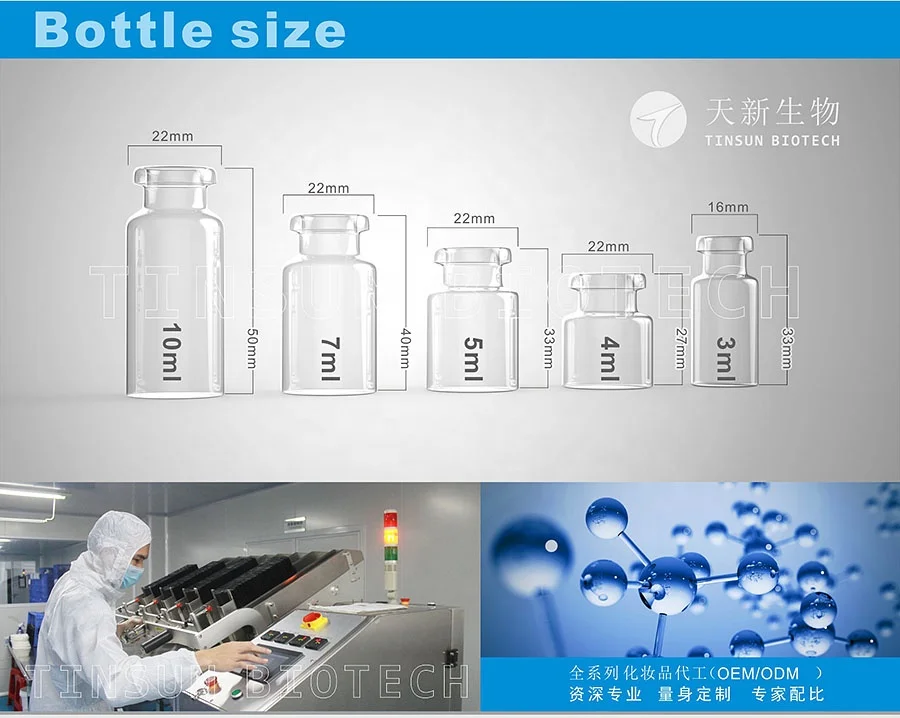 Private Label 3ml Organic Skin care With GHK-CU Hyaluronic Acid & Vitamin E  Anti Aging Anti oxidant Copper peptide Face Amouple