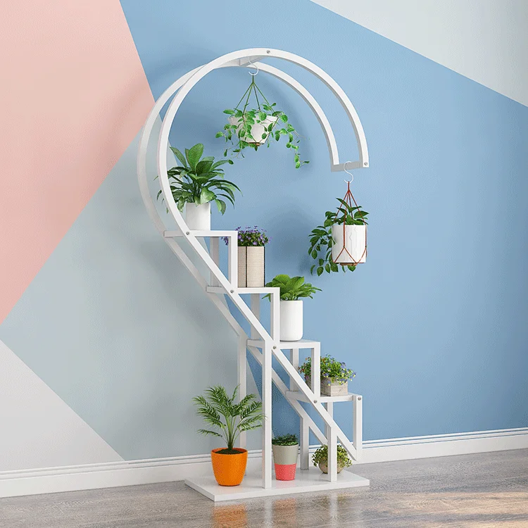 
high quality modern creative heart shaped decorative indoor corner flower pot rack wood vertical plant stand for living room 
