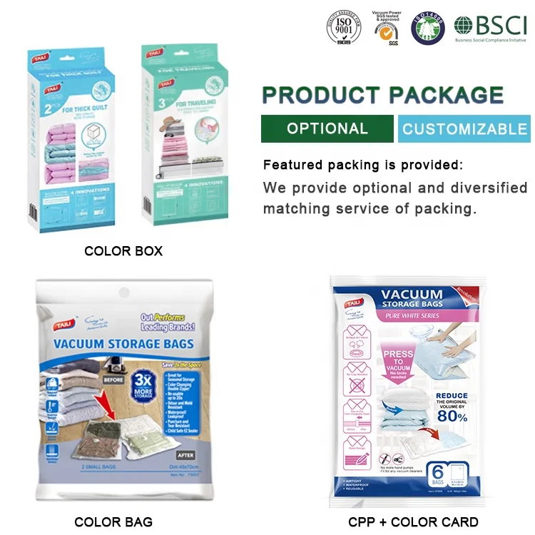 Double Cube Vacuum Seal Premium Clothes Storage Organizer Compressed Mattress Pillow Space Saver Bag