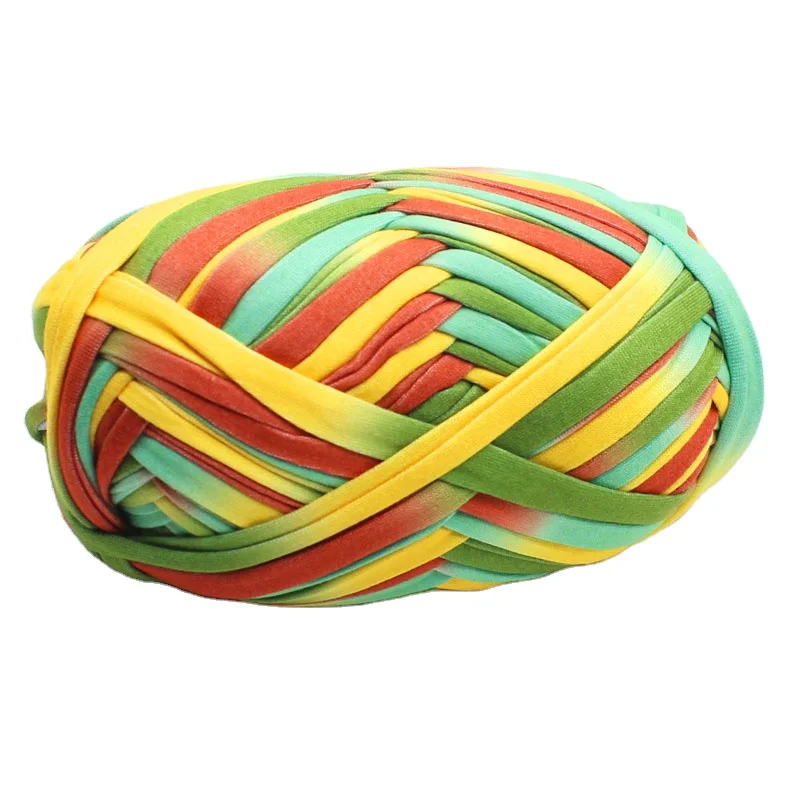 
Wholesale t-shirt spaghetti macrame dyed recycle t shirt polyester yarn for crochet 