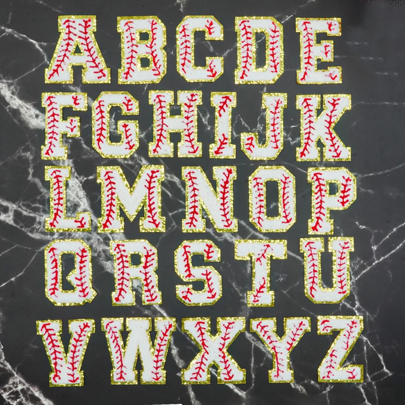 7 см блестящие бейсбольные нашивки с буквами, самоклеящиеся нашивки