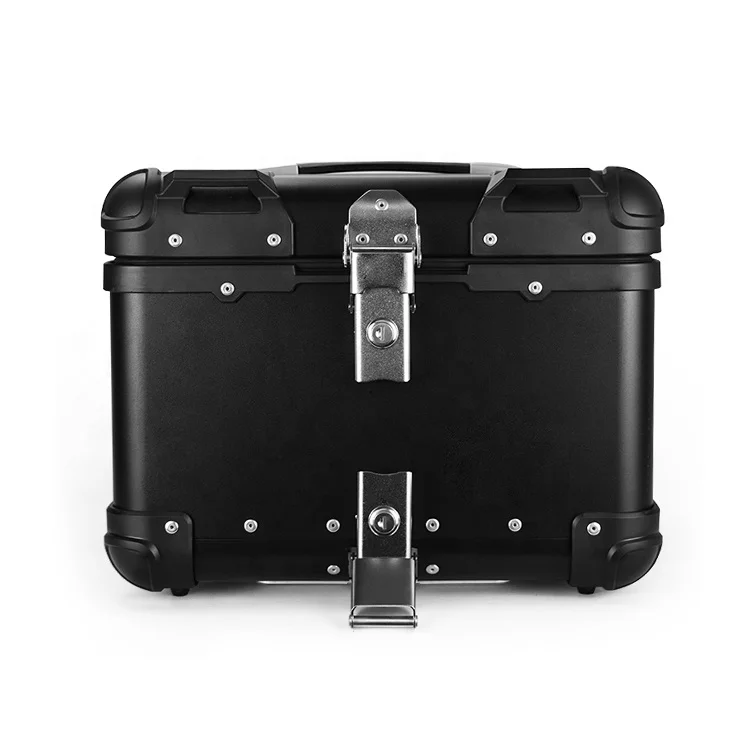 45L Black Trunk Helmet Storage Box Aluminum Delivery Box Alloy Top Boxes For Motorcycle