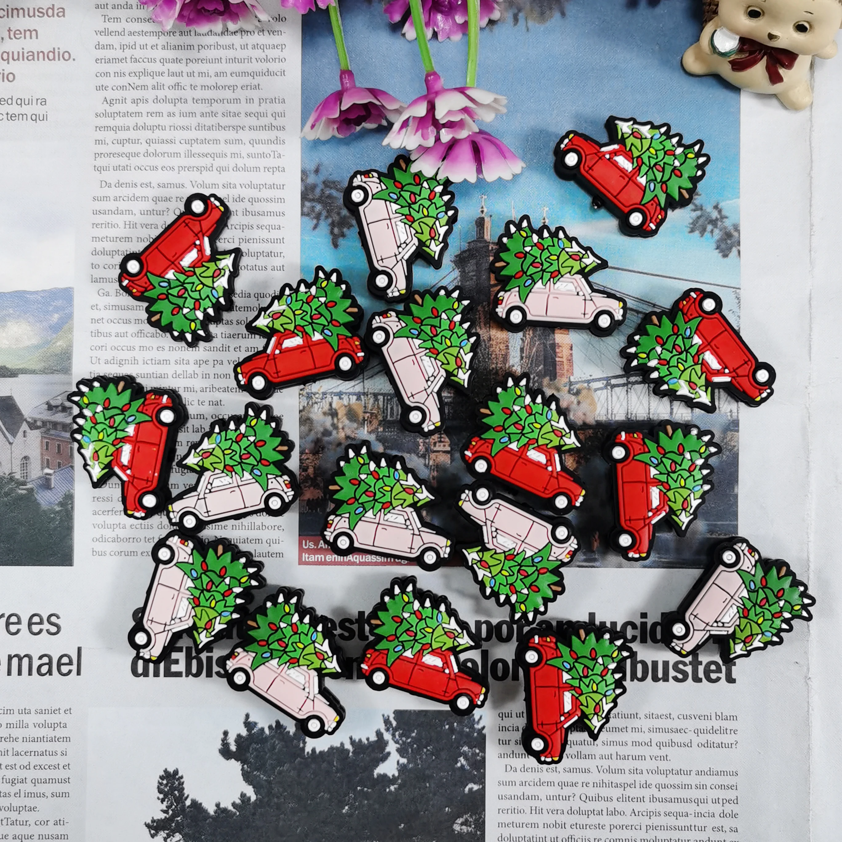 In Stock Christmas Bpa Free Baby Teething Soothing Pacifier Chain Accessories Silicone Car Beads For Pen Making