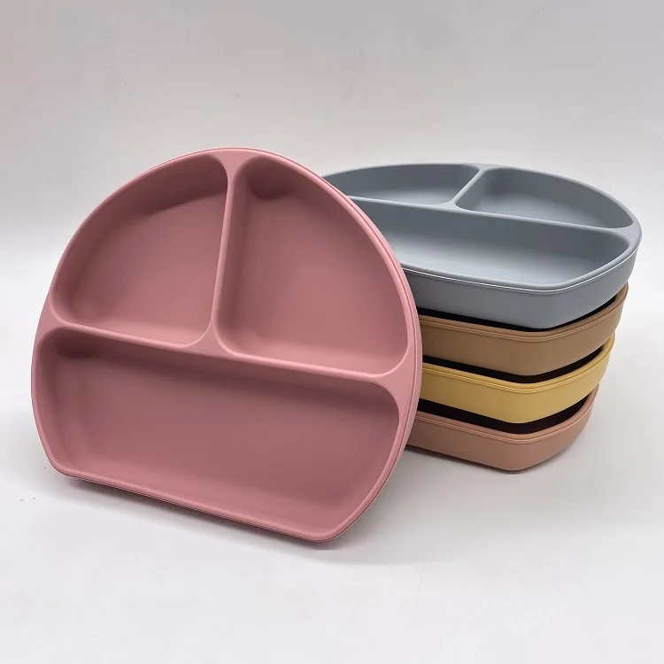 Silicon Baby Cutlery Set Baby Dishes For Feeding Dinner Plates Kids Dining Bowl With Spoon Baby Food Plate Set Sucton Plate