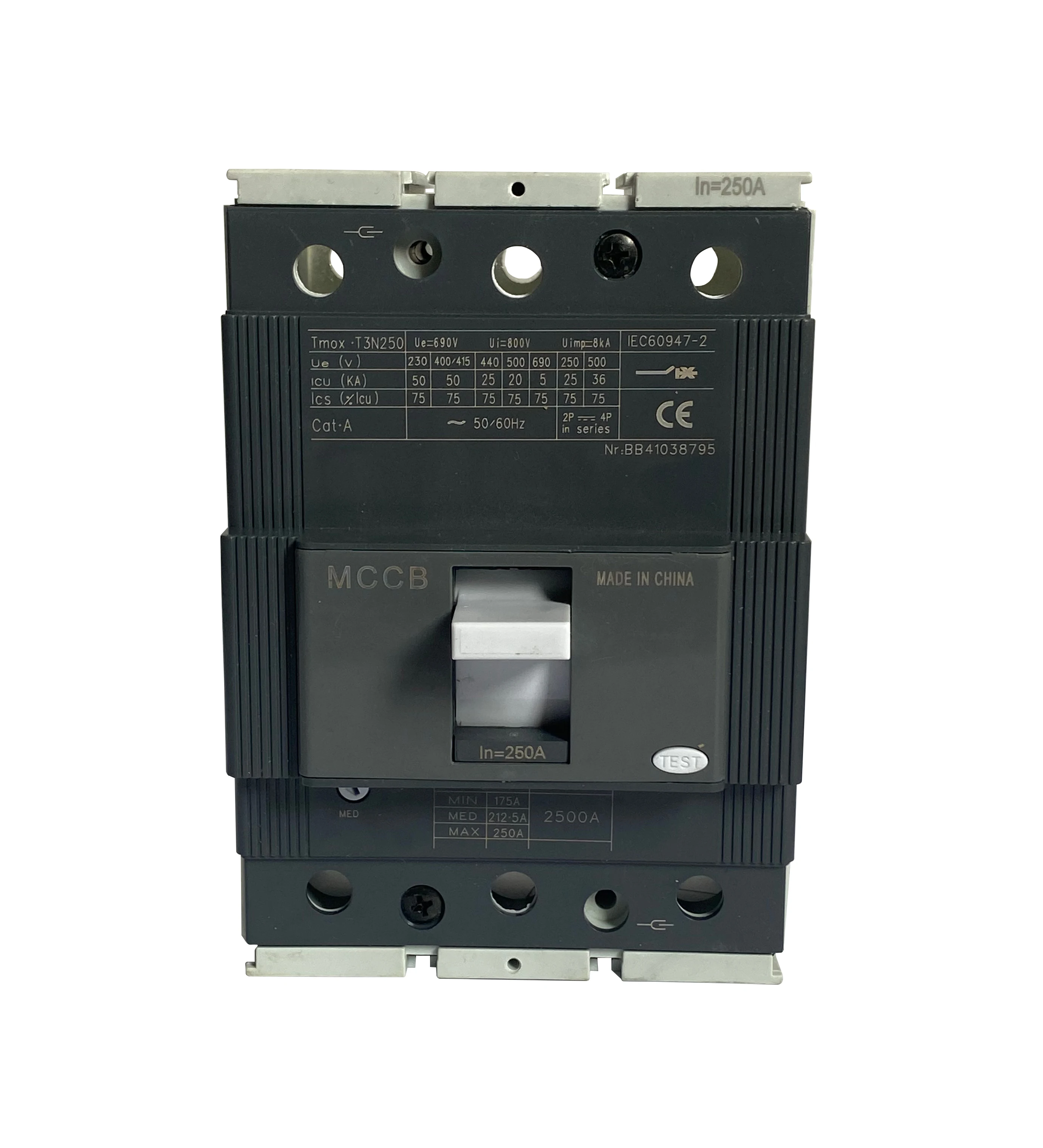 Tmax MCCB 125A 160A 250A 400A 630A 800A 1250A 1600A 3p 4p 690V Molded Case Circuit Breaker