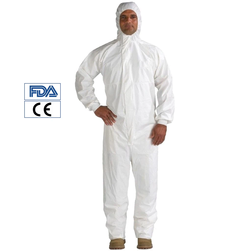Disposable protective coveral suit EN 13034 and EN 14126 type 5 6 PPE category 3 chemical suit protective