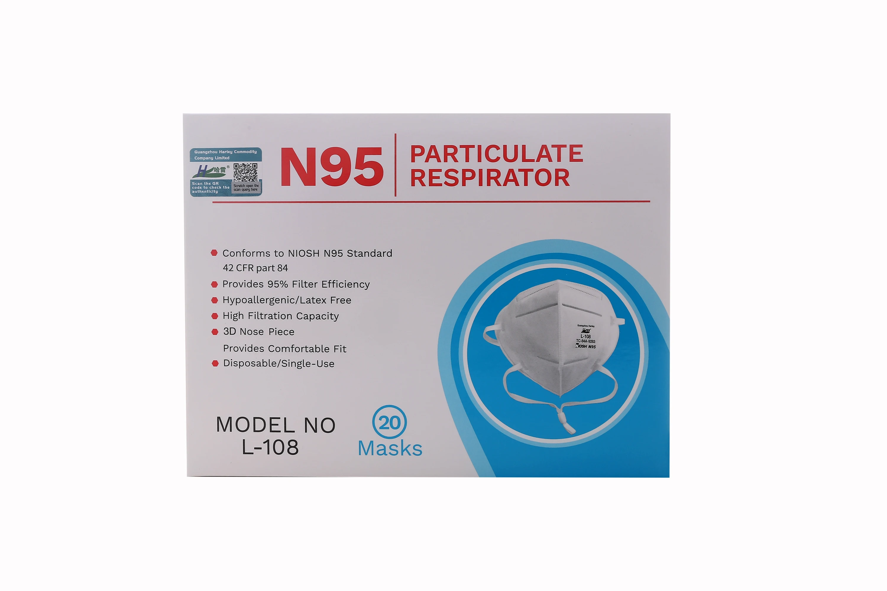 NOISH N95 Folded Particulate Respirator Disposable Face Mask Protective Equipment