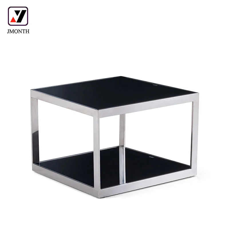 Home Furniture Rectangle Steel Metal Tempered Glass Office Home Coffee Table