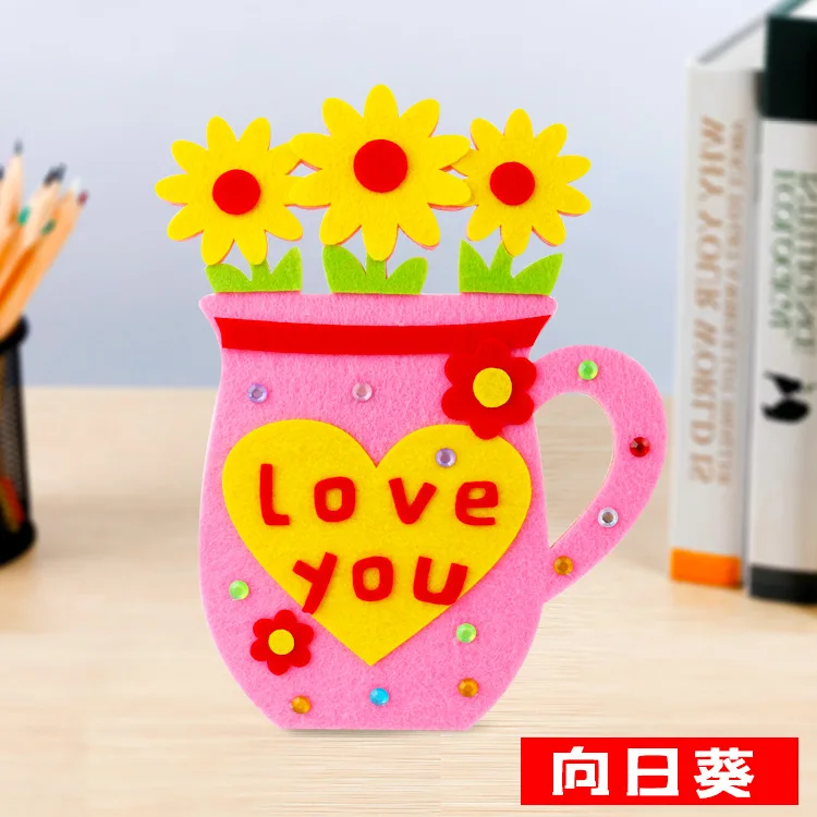 Gift handmade three-dimensional flower pot pot plant children kindergarten DIY making puzzle parent-child material package