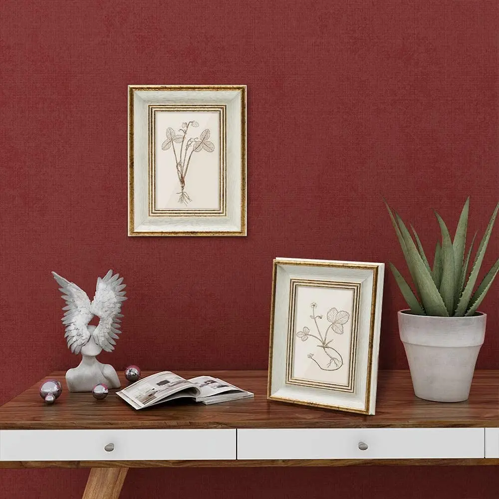 5x7 Picture Frame Antique Vintage Photo Frame White Gold for Desk Standing Wall Hanging Home Decor Wedding Gifts