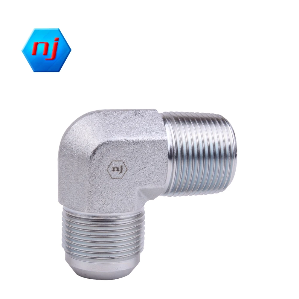 2501 JIC 37 Fittings Hydraulic Caobon Steel Male to Male NPTF Thread 90 Degree Elbow Hydraulic Tube Fitting