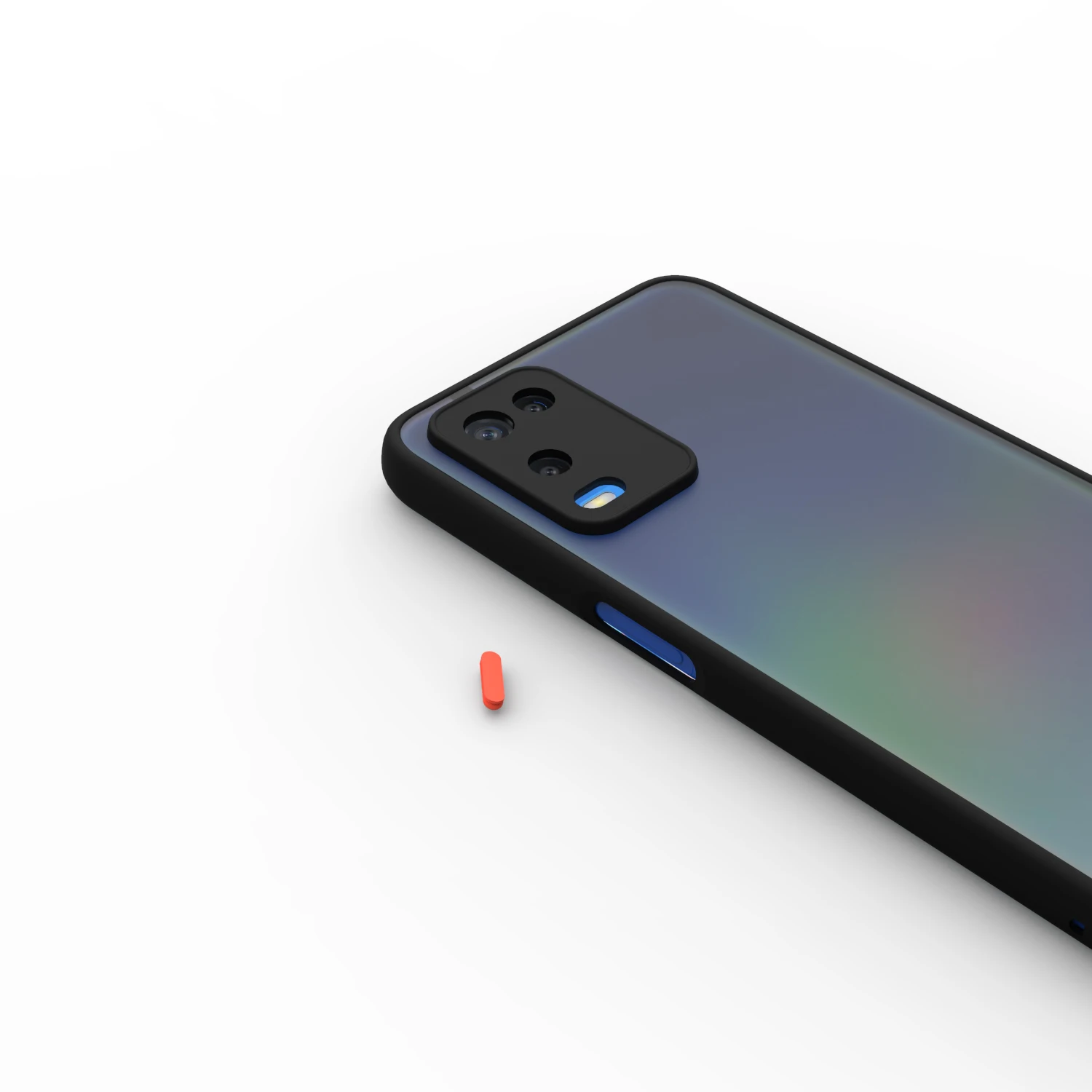 PC+TPU Bumper Frame Matte Smoke Phone Case Camera Lens Protector Cover for OPPO A54 / A74 4G / F19 Mobile Phone Bags & Cases