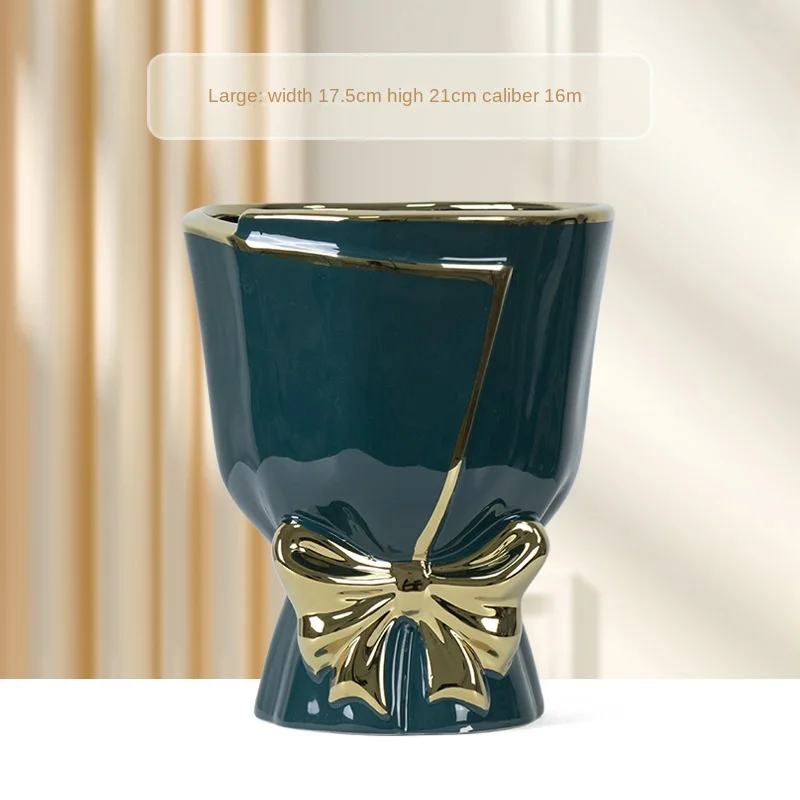 Custom Indoor Home Decor Gold Plated Bouquet Shape Ceramic Planter Plant Flower Succulent Cactus Pots