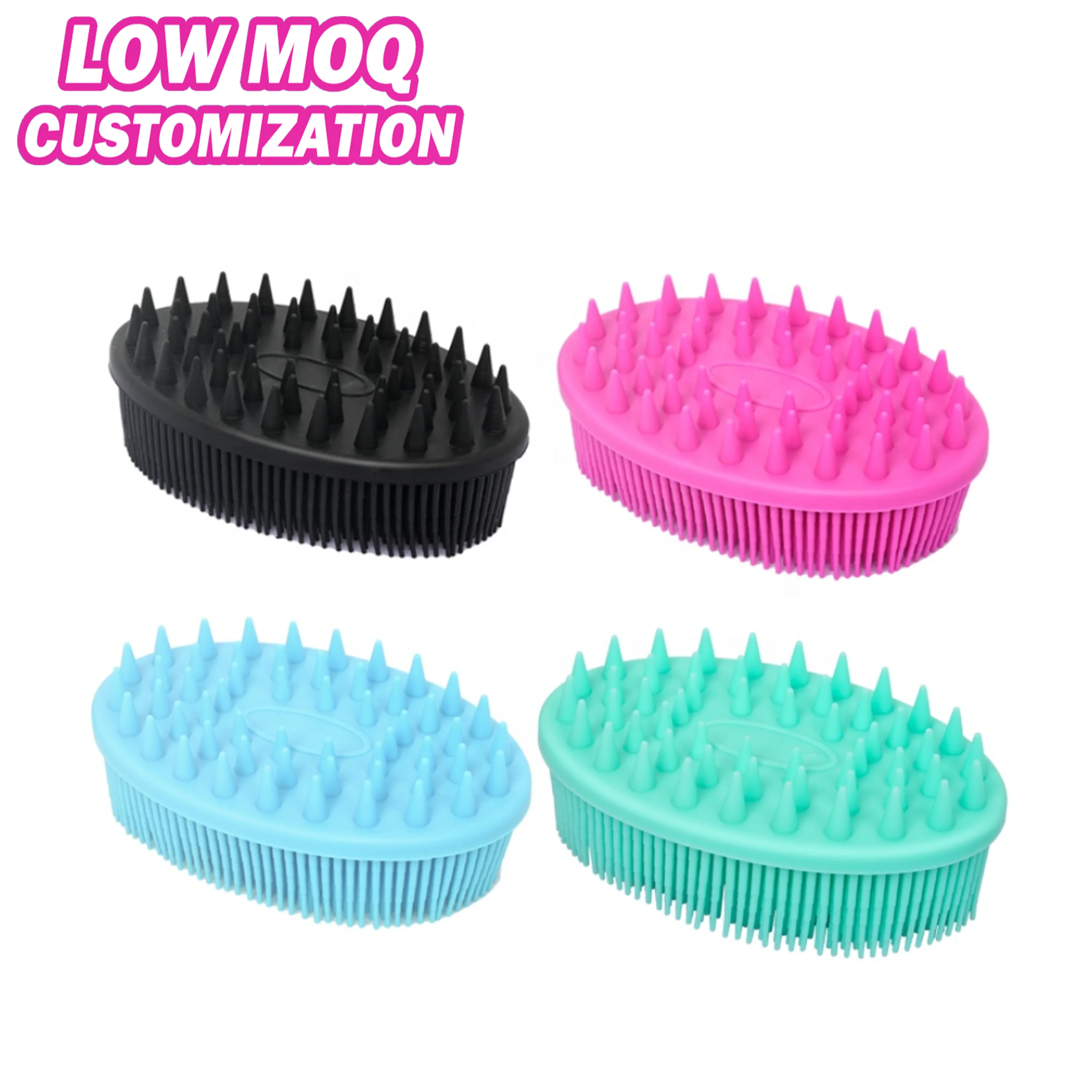 Private Label Custom Logo High Quality Silicone Baby Hair Massage Brush Soft Shampoo Scalp Brush Hair Brush Massager