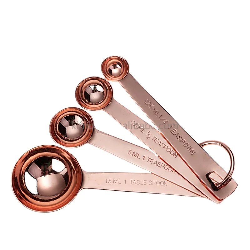 Wholesale high quality kitchen stainless steel measuring spoon copper plated measuring spoon set
