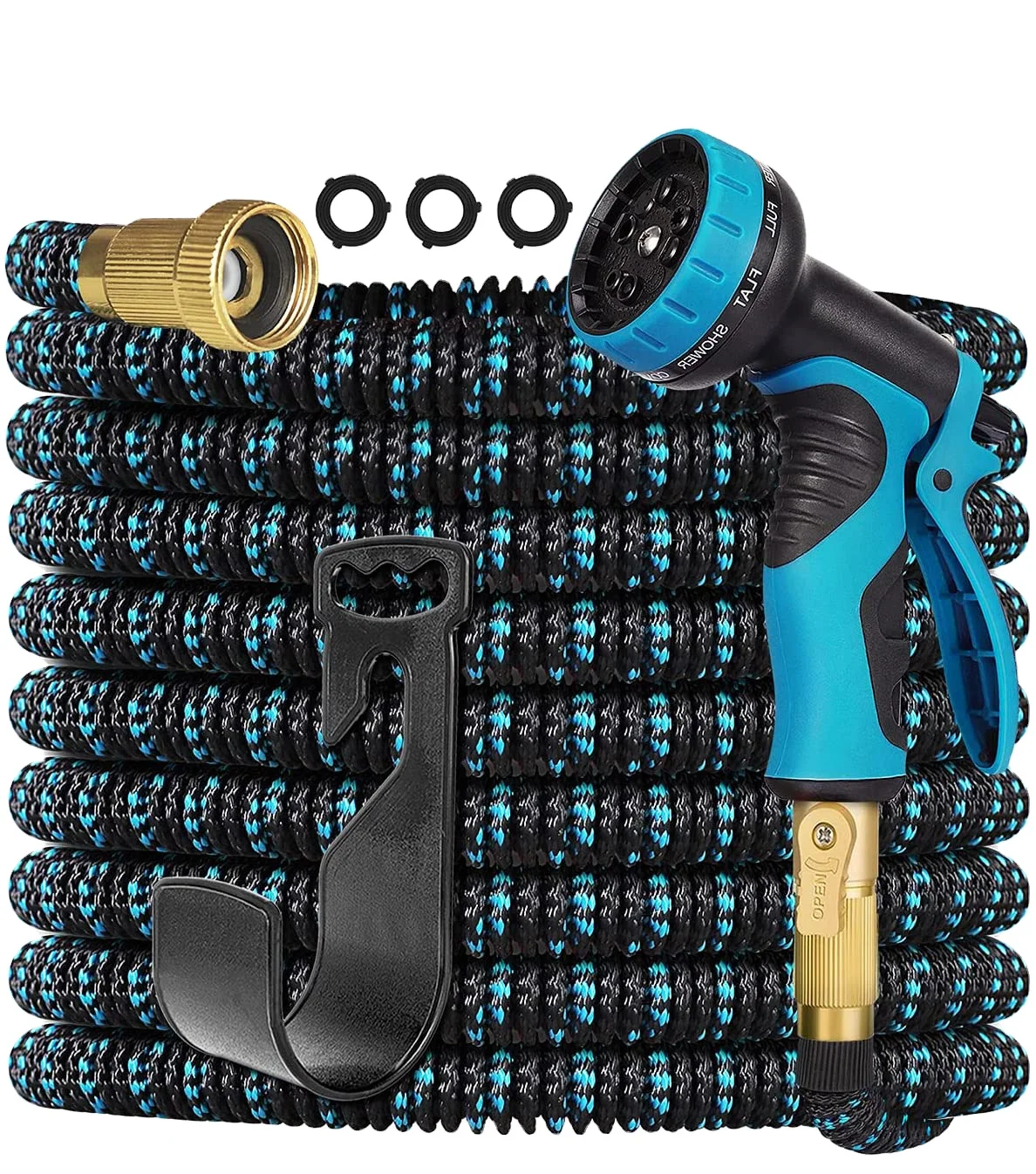 Расширяющийся садовый шланг длиной 50 футов, шланг для воды с 10 функциональными насадками, шланг для воды с твердым фитингом, садовый шланг