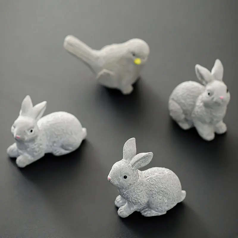 Creative Cement Garden Ornaments with Custom Logo Bunny Bird Design for Home Decor Made of Durable Fiberglass Animal Pattern
