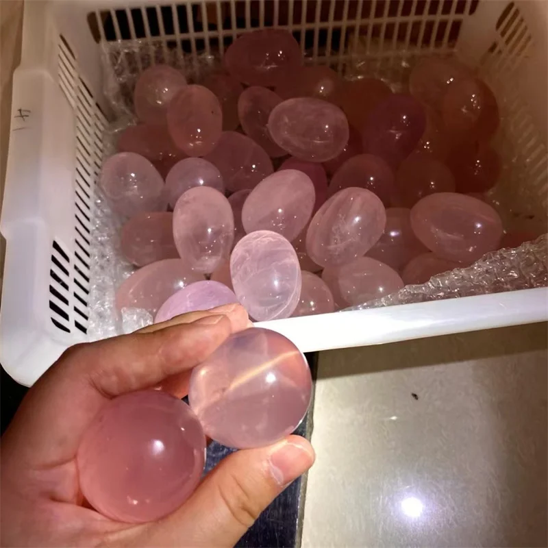 Wholesale Crystal Egg Polished Hexagram  Rose Quartz Carving Natural Star Light Rose Quartz Egg For Gift
