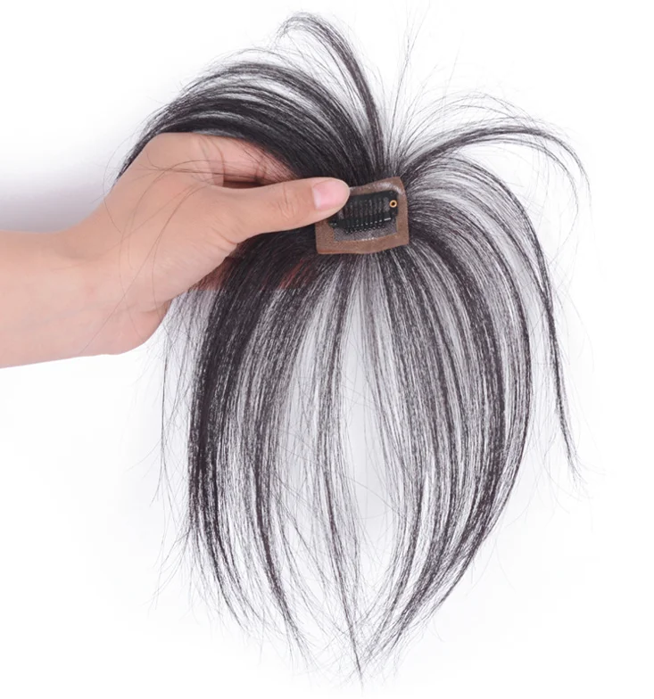 100% Real Human Hair Extensions Ultra Thin 3D Air Clip in Bangs Hairpiece with nice net Natural Flat neat Bangs for women