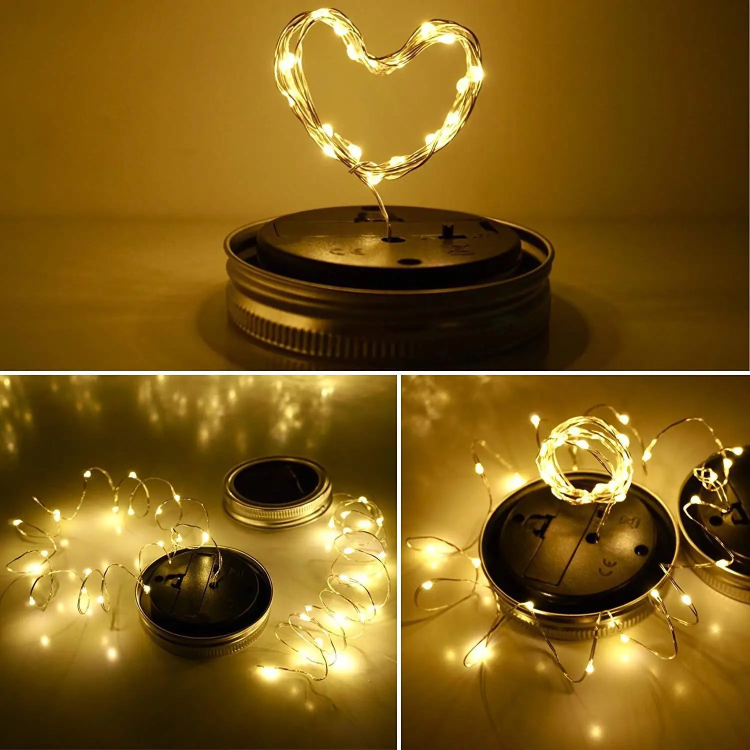 Outdoor Waterproof Solar Mason Jar Lid Copper Wire Light 20LED light