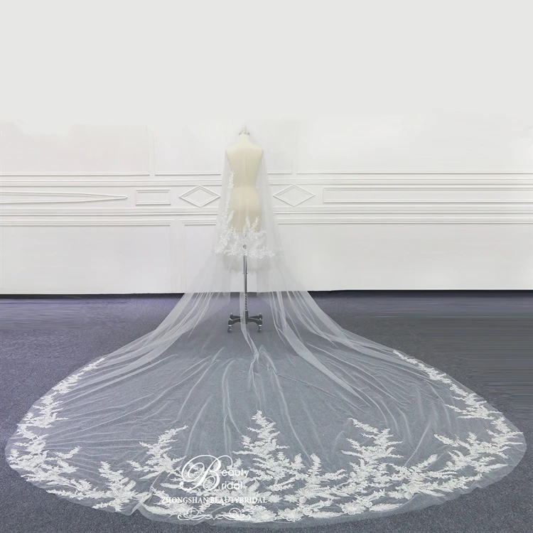 Фата с двухслойное платье романтичное длинное Соборные Свадебные вуали модная одежда в европейском стиле Свадебные вуали