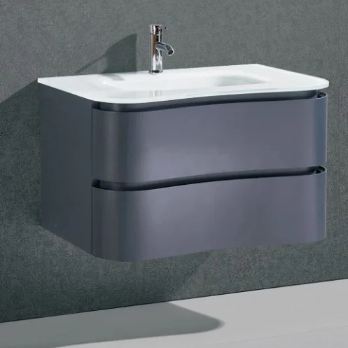 900x520x515mm dark blue curve design wave design PVC bathroom cabinet with mirror