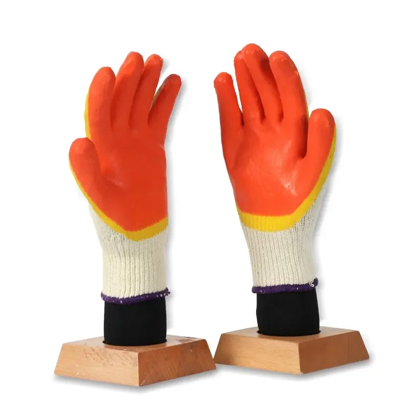 13 gauge Latex Coated Glove cotton liner double dipped Orange Latex  Industrial  Work Gloves