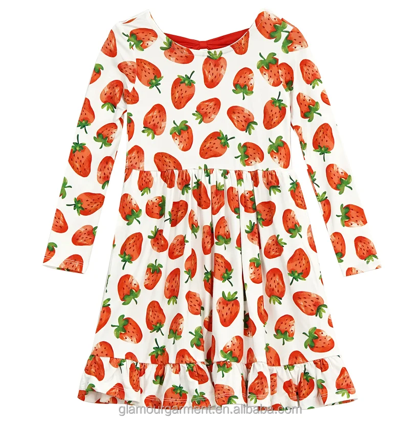 Children Clothing Ruffles Baby Girls Night Dress for Girls Cute Bamboo Pajamas Kids Long Sleeve Sleepwear Children