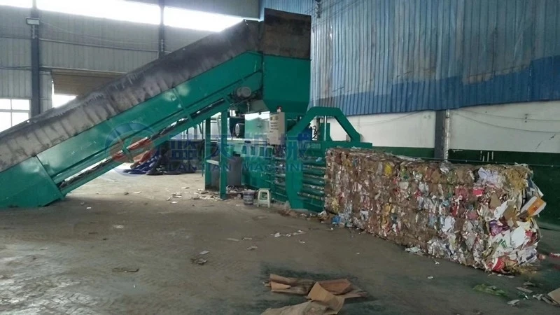 High pressure 200 ton grass baler machine automatic horizontal hydraulic baler for plastic
