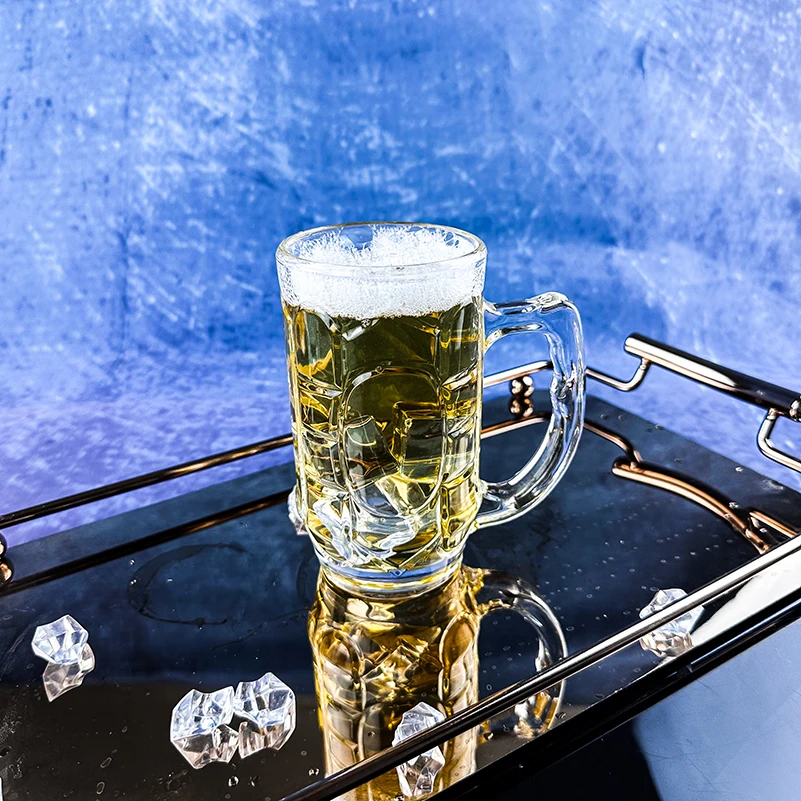 Factory Wholesale Clear Large Beer Glass Cup Custom Logo Lead-free Beer Mug Glass with Handle