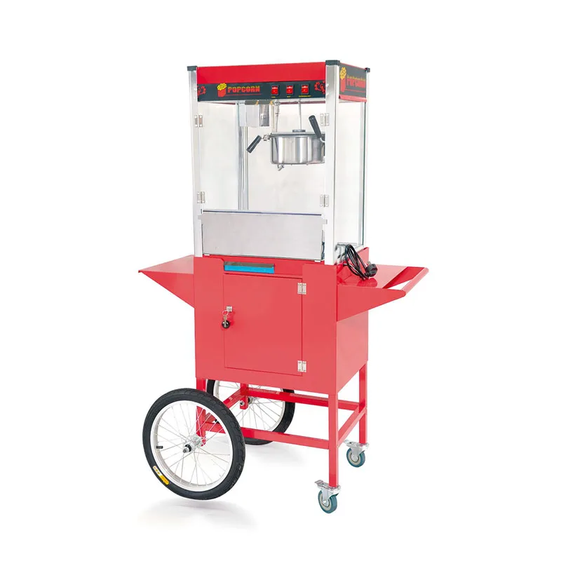 China Supplier Wholesale Price Automatic Electric Popcorn Maker Mobile Popcorn Machine With Cart