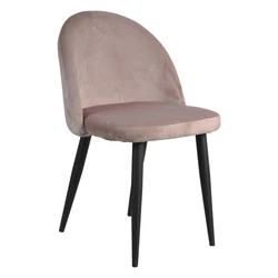 Modern blue Velvet wooden effect transfer dining chair with metal legs