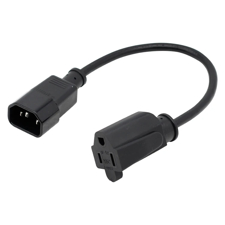 Customized NEMA 5-15R+C14 to iec 320-c14 power cables pvc 18awg ac computer audio power cables extension power cord
