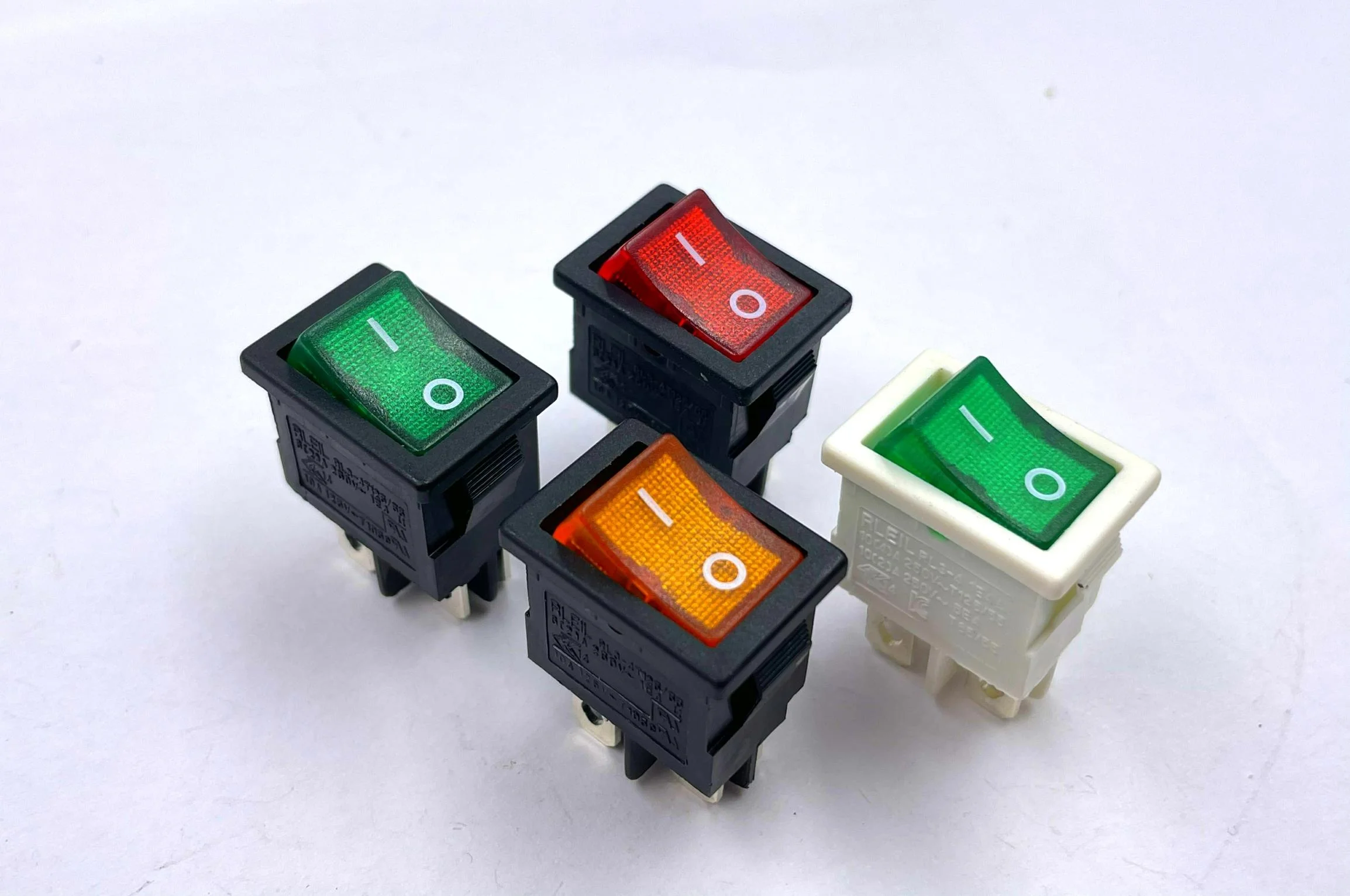 JEC JS-626PAL-Q-GB-3H  4pins square green red black  rocker switch  on off 10A 125V