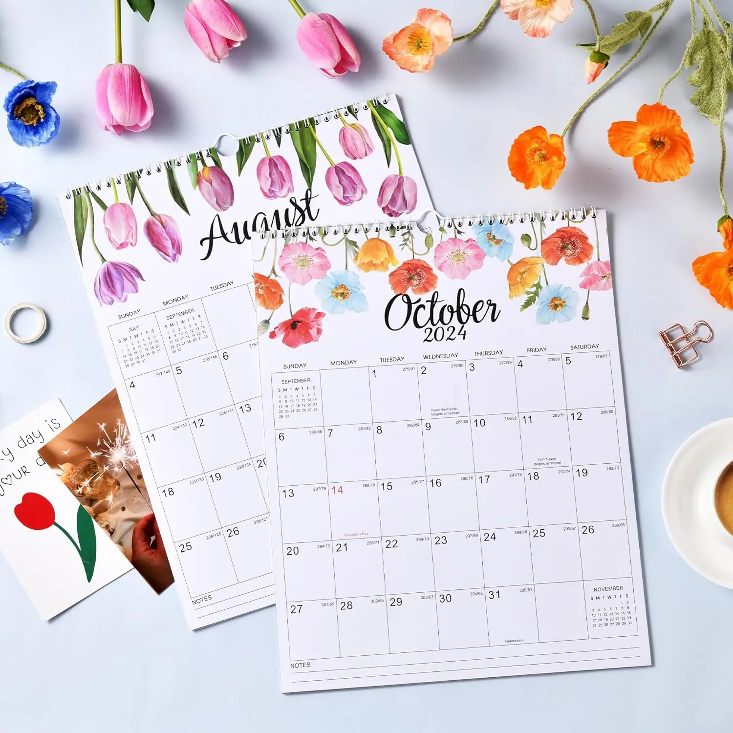 2024 Wall Calendar - Calendar from Jan 2024 - Dec 2024,2024 Calendar Monthly Planner with Julian Date, Strong