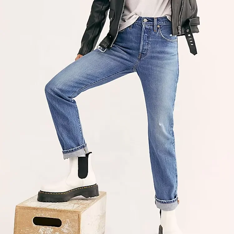 Sustainable oem Autumn and Winter new arrival hemp jeans  waist slim fit fashion oem womens hemp jeans
