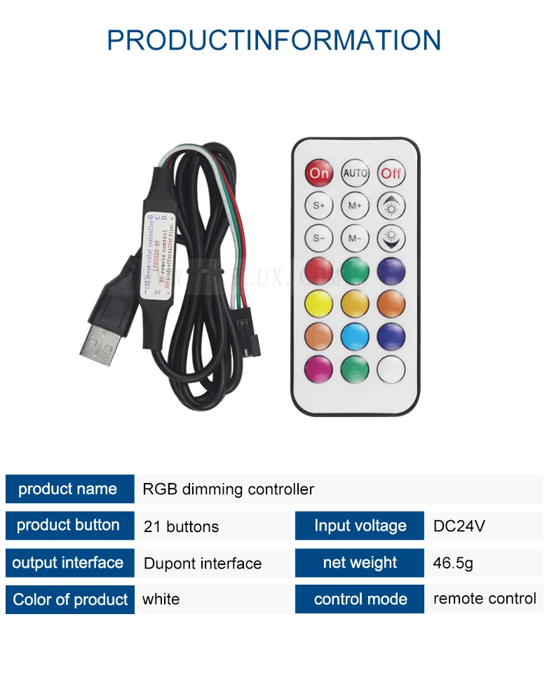 Multi-function 21 Keys Wireless IR Remote Control multiple modes full color rgb LED Dimmer Mini controller For LED Light strip