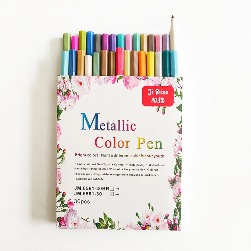 Metallic Marker Pens For 30 Assorted Color Soft Sheen Glitter Painting Pen Card Making Birthday Greeting