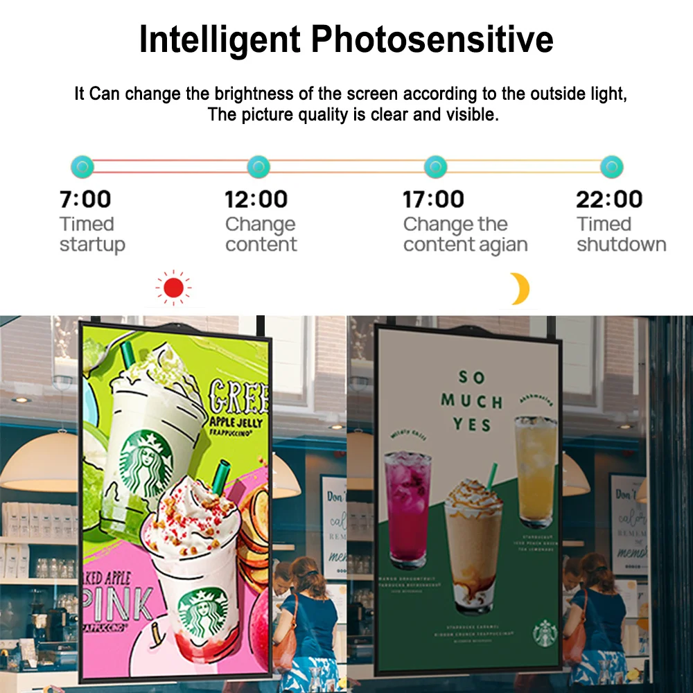 Ceiling Hanging Digital Signage High Brightness Display LCD 3000 Nits Ultra Thin Advertising Display