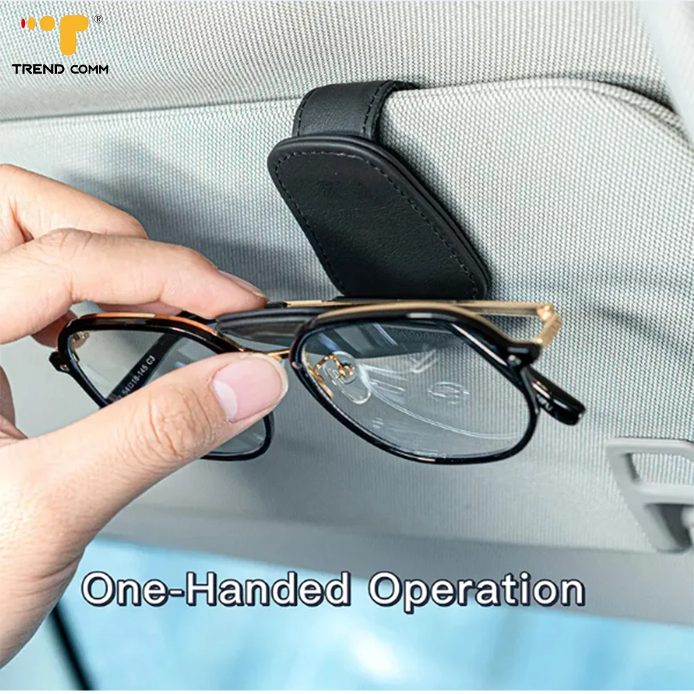 Multifunctional Car Leather Sunglass Clip Holder with Magnetic Feature Eyewear Accessories for Cars