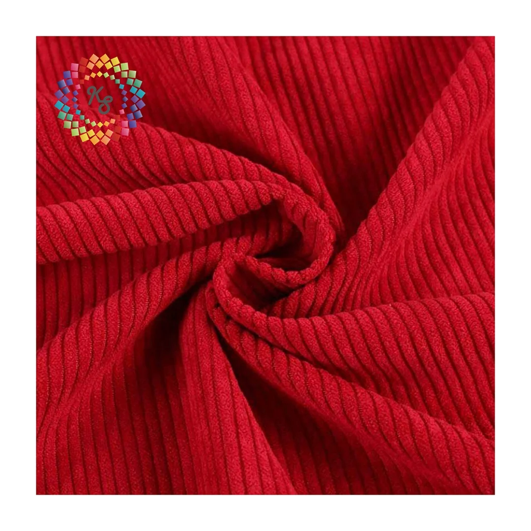 8w Knitted Polyester Elastane Corduroy Fabric