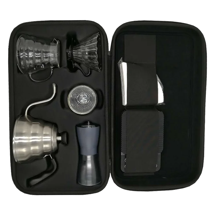 
Custom Portable Traveling Coffee Tea Maker Deluxe Gift Set tool case hard shell Coffee Machine Set EVA Case 
