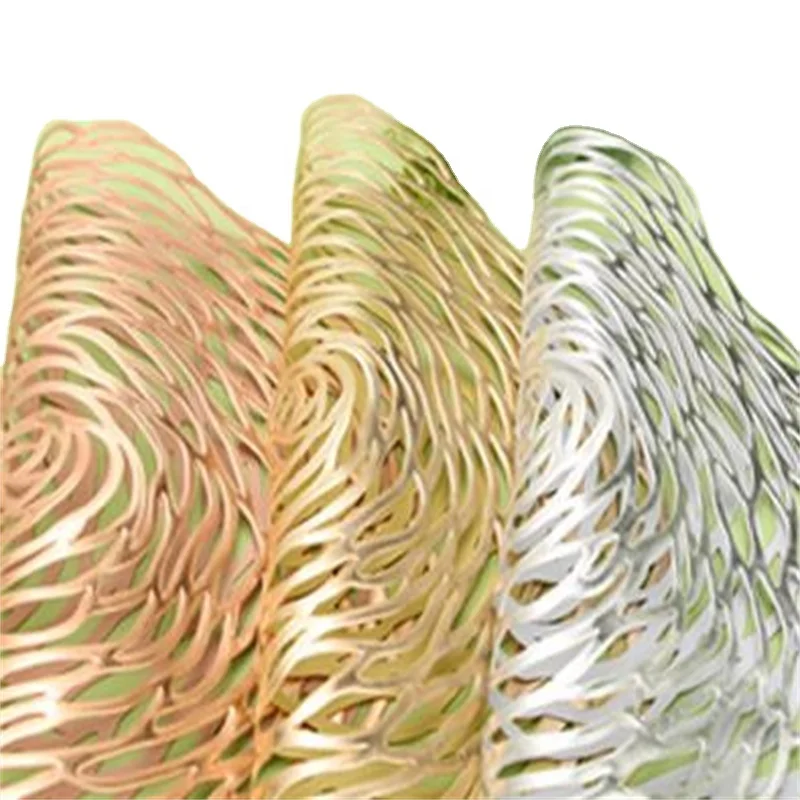 Silver Round Placemats for Dining Table Metallic Place Mats for Table Decor Heat Resistant Circle Table Mats